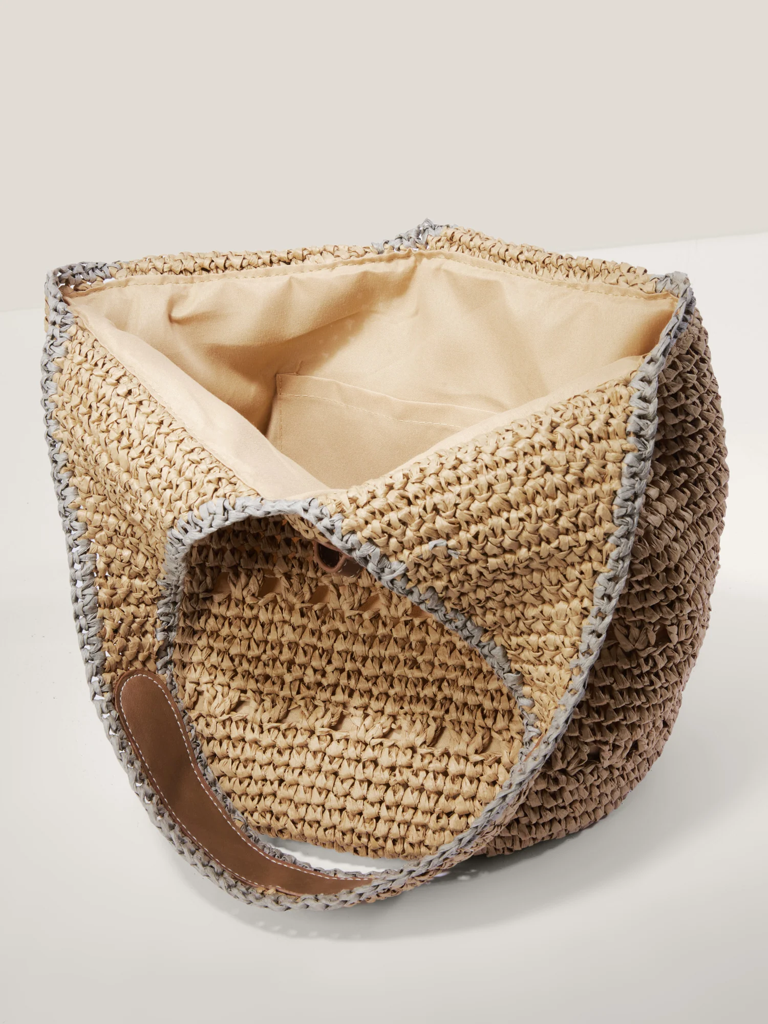 Woven Color Contrast Tote Bag - Image 6
