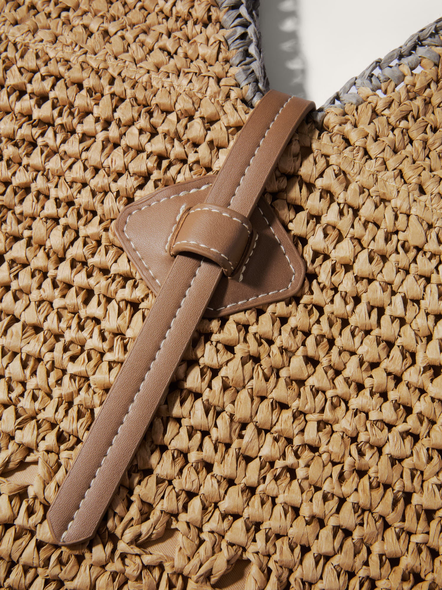 Woven Color Contrast Tote Bag - Image 7
