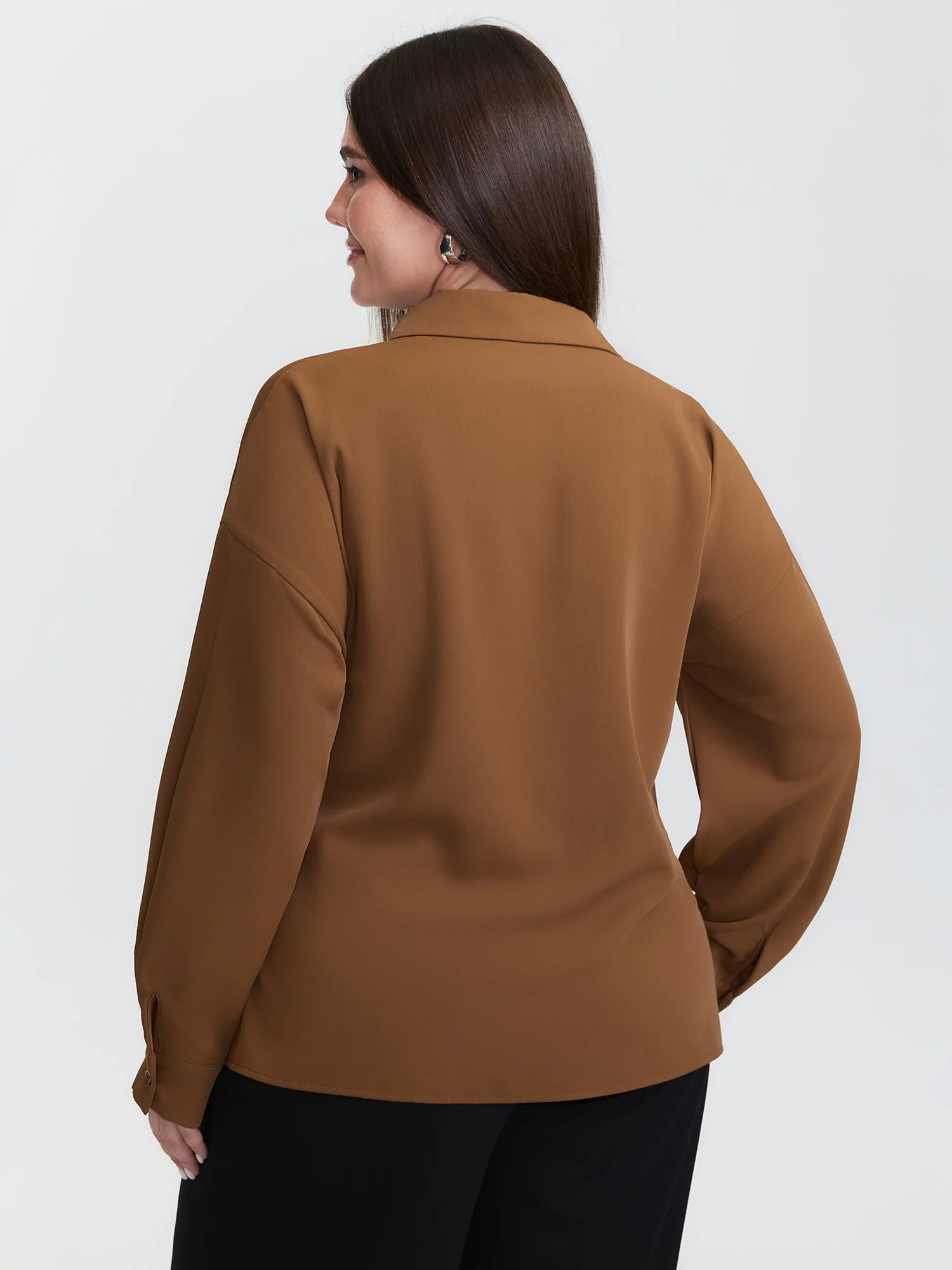 Wrap Tie Side Shirt Collar Blouse - Image 4