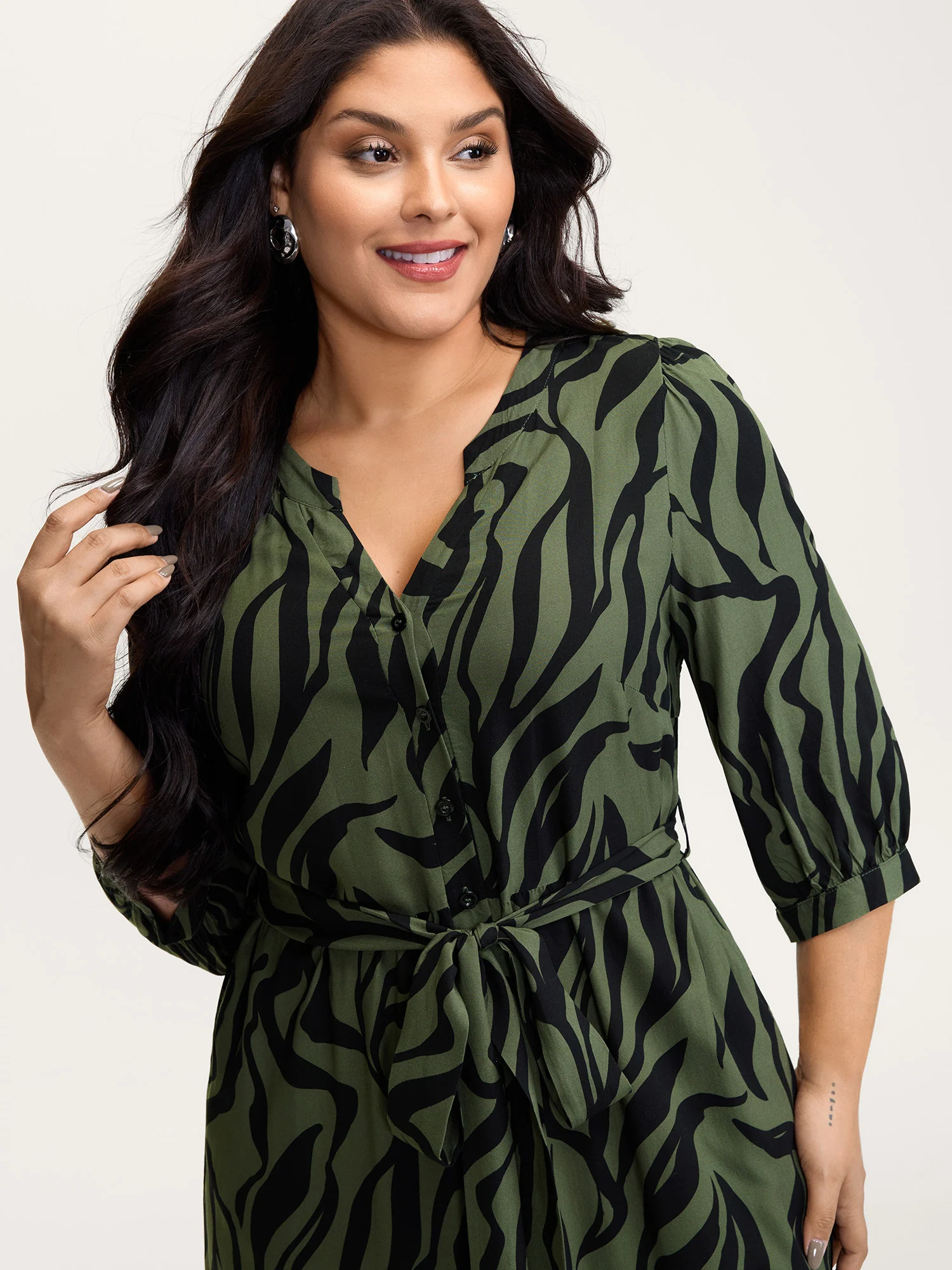 Zebra Print Stretchy Belted Waist Jumpsuit - Image 2